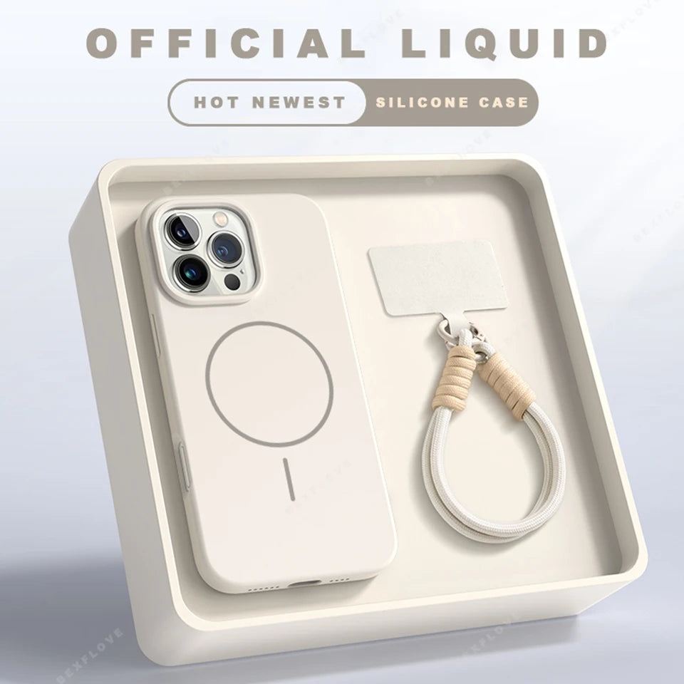 Magnetic Silicone MagSafe iPhone Case with Lanyard