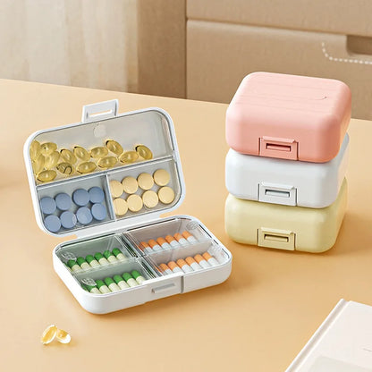 7 Grids Compact Mini Pill Case Double Sealed Medicine Container Weekly Split Lockable Drug Storage Daily Pill Organizer