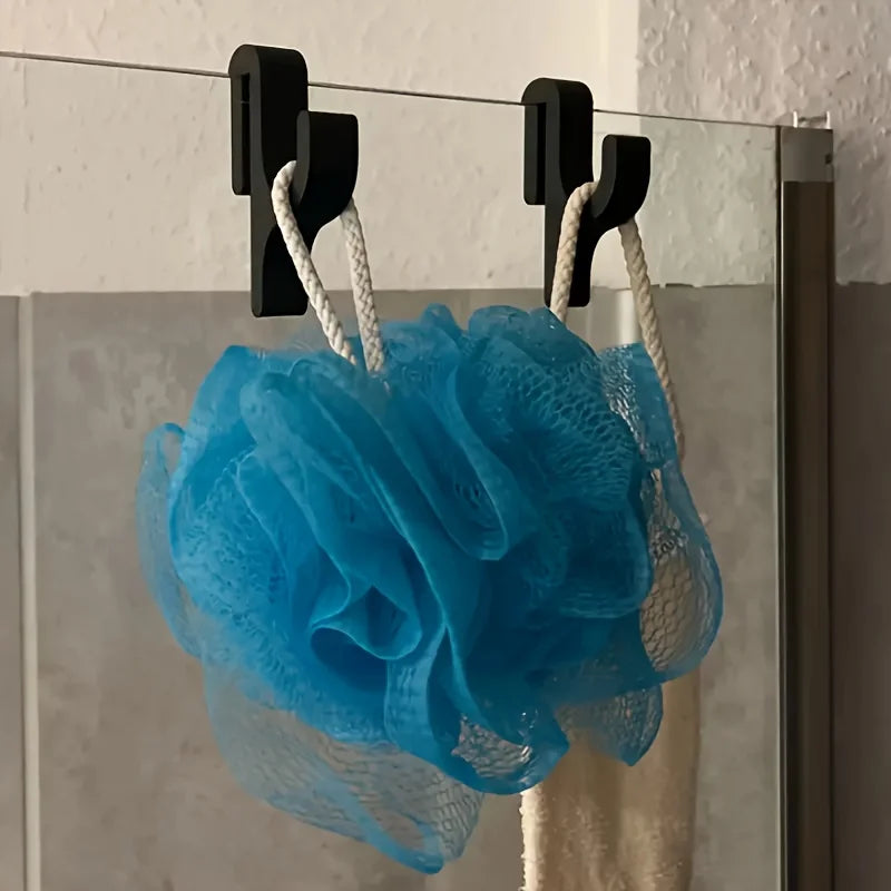 1-4PC 3D Shower Door Towel Hook Clamp On Shower Door Hook No-Drill Bathroom Hanger for Clothes Towel Bathrobes Home Organizer