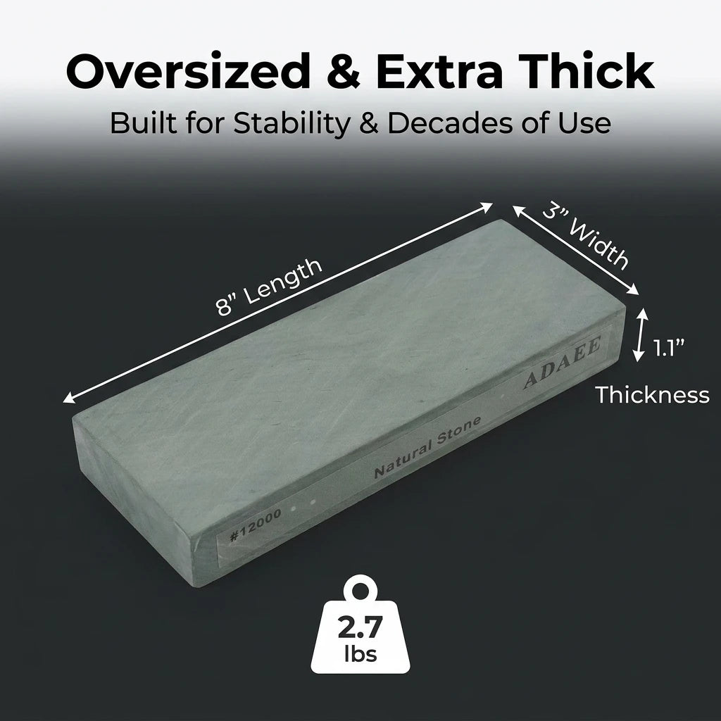 ADAEE 12000 Grit Natural Whetstone, Professional Sharpening Stone 200x75x29mm 1.22kg Heavy Duty, Xingzi Metamorphic Rock for Chef Knives, Straight Razors, Woodworking Chisels, Mirror Finish Honing Stone, Splash & Go