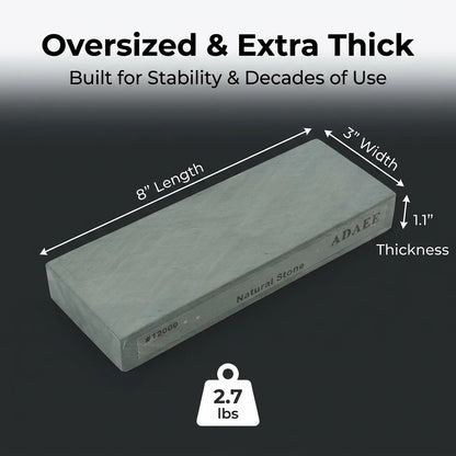 ADAEE 12000 Grit Natural Whetstone, Professional Sharpening Stone 200x75x29mm 1.22kg Heavy Duty, Xingzi Metamorphic Rock for Chef Knives, Straight Razors, Woodworking Chisels, Mirror Finish Honing Stone, Splash & Go