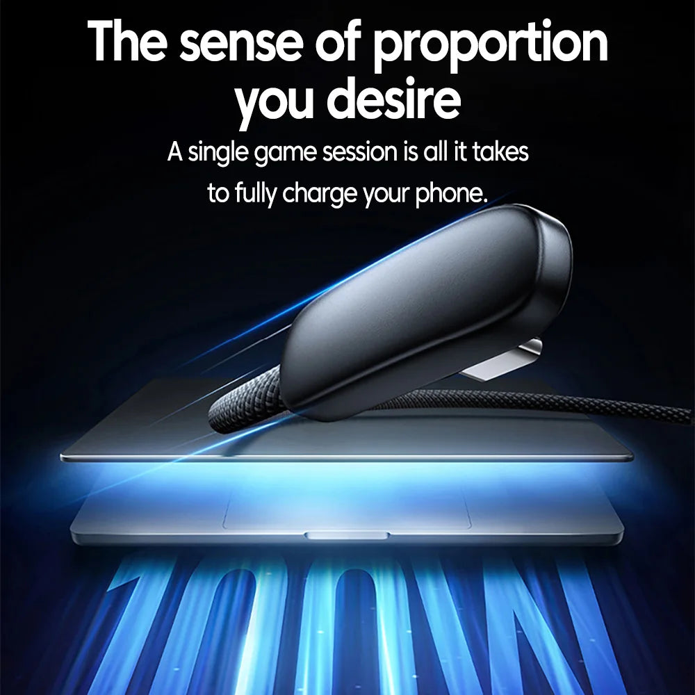 100W USB to Type C Fast Charging  90° Elbow Data Cable PD USB C Super Charging Game Cable for Samsung S23 S22 Huawei POCO Realme