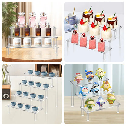 Clear Acrylic Display Stand For Anime Figures Cupcake Shelf Organizer Desserts Holder Jewels Display Risers Stand Perfume Stand