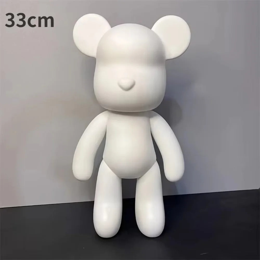 Key Rings Fluid Bear DIY Handmade Painting Violent Bear Sculpture White Mold Doll Figurine Toys Animal Bear Home Decor Ornaments
