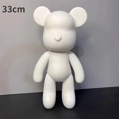 Key Rings Fluid Bear DIY Handmade Painting Violent Bear Sculpture White Mold Doll Figurine Toys Animal Bear Home Decor Ornaments