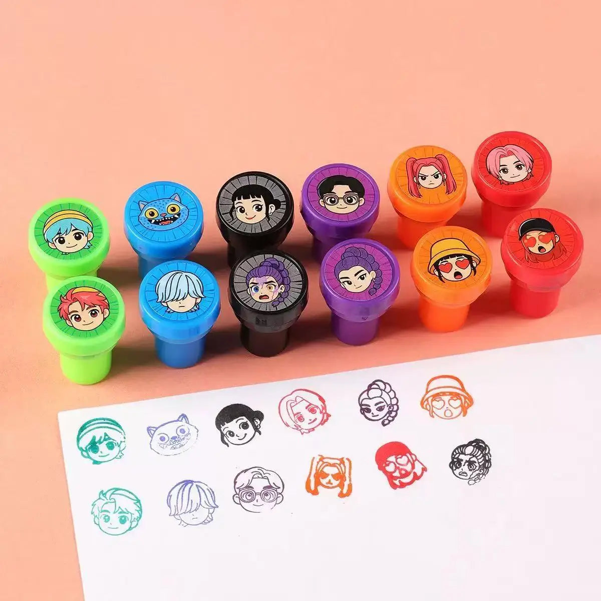 Hot K-pop Birthday Party Favors Cartoon Kids Gift -Reusable Straw Stamp sticker Bracelet Keychain Pin Badge Game Reward Souvenir
