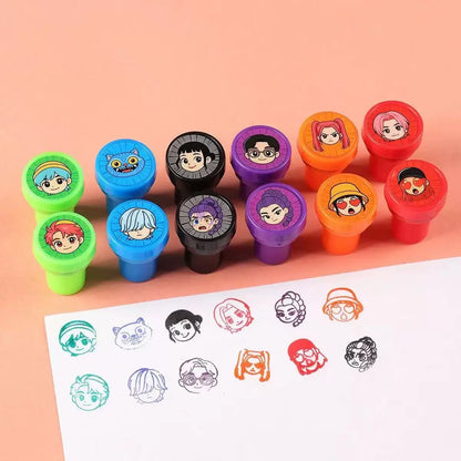 Hot K-pop Birthday Party Favors Cartoon Kids Gift -Reusable Straw Stamp sticker Bracelet Keychain Pin Badge Game Reward Souvenir