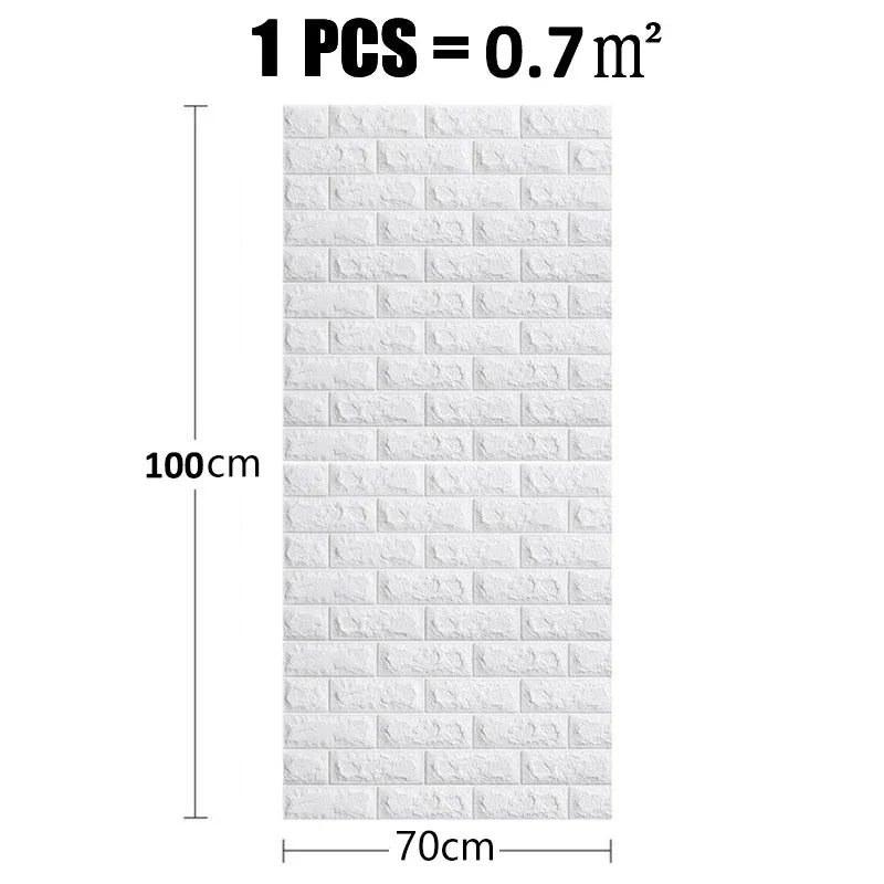 3D Brick Pattern Peel & Stick Foam Wallpaper – 70cm x 1m
