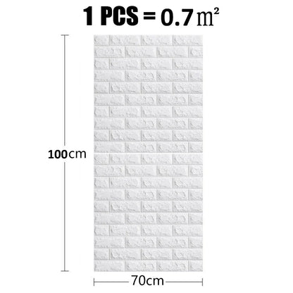 3D Brick Pattern Peel & Stick Foam Wallpaper – 70cm x 1m