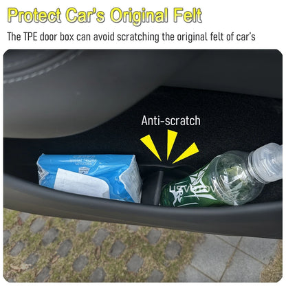 USVOTOV Car Door Side Storage Box for 2025 2026 Tesla Model Y Juniper Model 3 Model YL Accessories Door Organizer Tray Trash Can