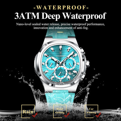 POEDAGAR Top Original Man Watch Leather Waterproof Luminous Fashion Men Clock Date Chronograph Quartz Sports Men's Watches Reloj