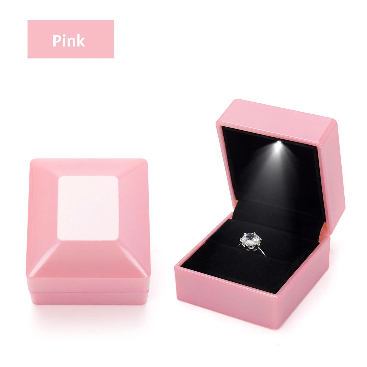 LED Jewelry Ring Box – Luxury Velvet Pendant & Necklace Display with Light for Proposal & Engagement