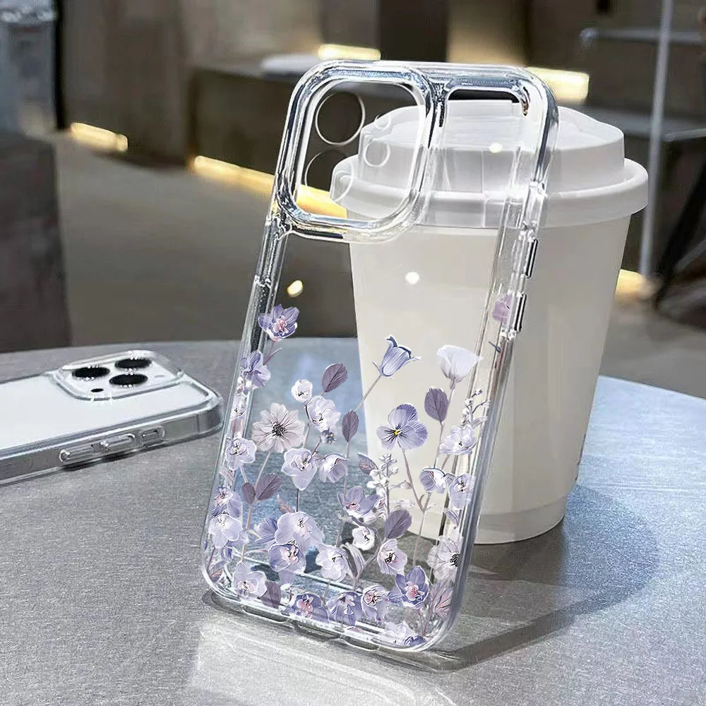 Cute Flower Clear Case For Samsung Galaxy A56 5G A57 A36 S26 S25 Ultra S24 FE S23 Case A37 A55 A54 A26 A07 A17 Shockproof Cover