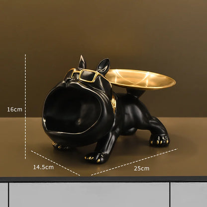 Resin Dog Statue Bulldog Statue Storage Tray Animal Decoration Resin Craft Art Sculpture Statue Dog Sculpture Home Decoration