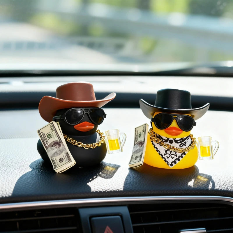 Cowboy Rubber Duck Car Ornament for Jeep Duck Car Dashboard Decorations Quirky Rubber Duck Car Accessories Funny Office Gifts
