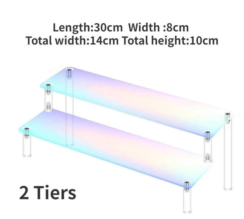 1-5 Tier Iridescent Acrylic Display Risers Stand Shelf for Figures Collectibles Cupcakes Perfumes Jewel Decorating & Organizing