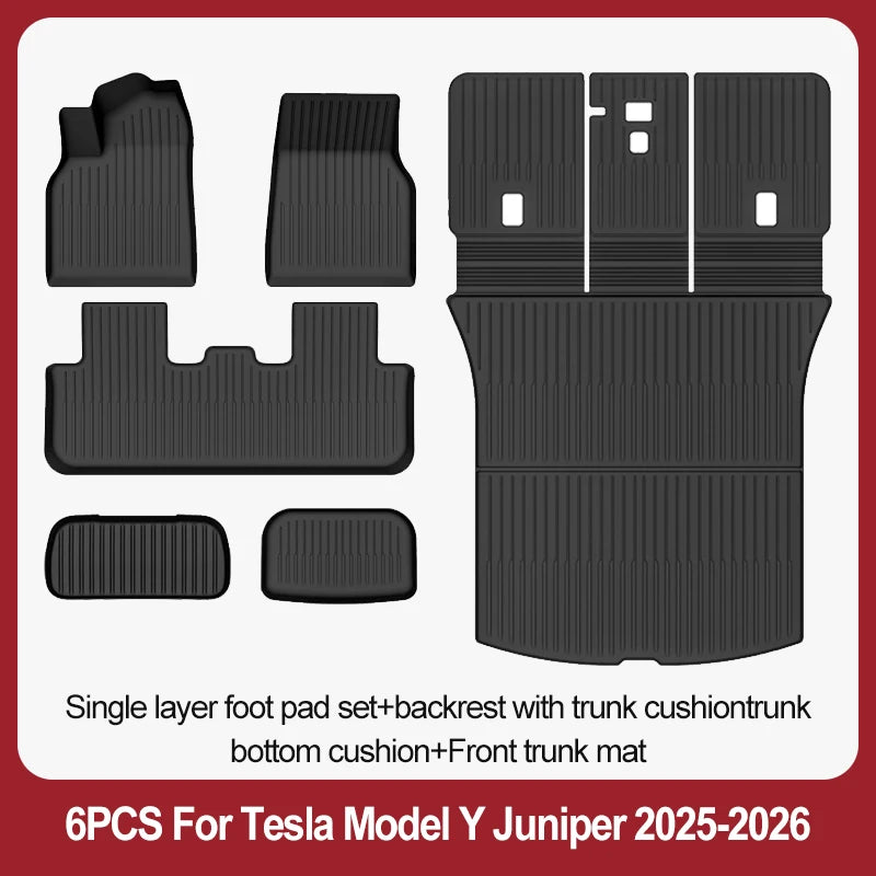 For Tesla New Model Y Juniper Premium/Performance 2025+ TPE Floor Mats Luggage Mat Wear-resistant Foot Pads ModelY Trunk Mats