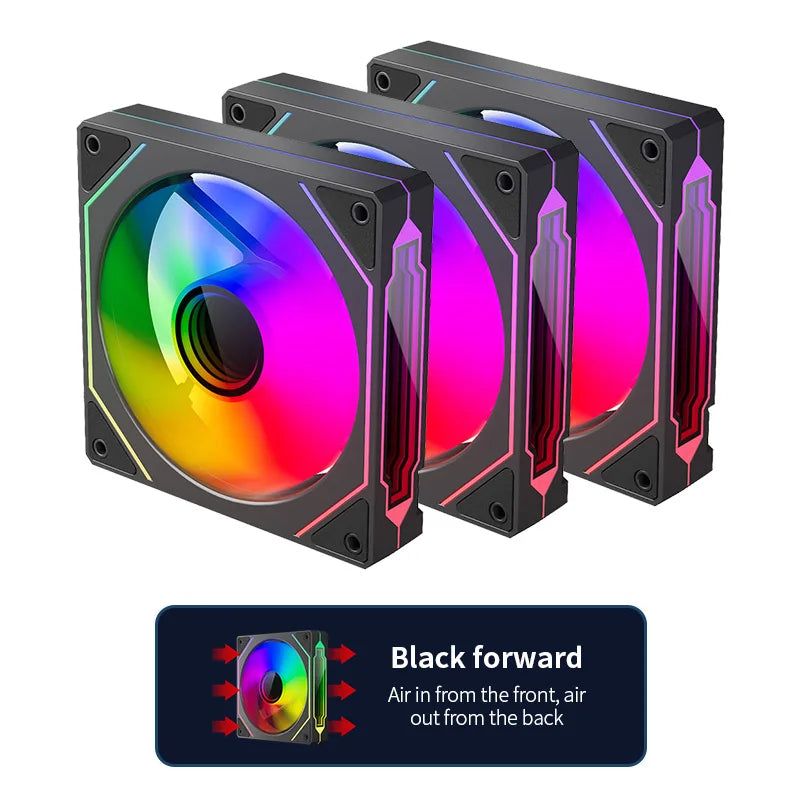 TEUCER LJ-4Pro Computer Case Fan ARGB Mirror Cycle 120mm 4Pin PWM PC Quiet Cooling Fan Low Noise Chassis Fan