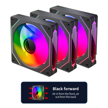 TEUCER LJ-4Pro Computer Case Fan ARGB Mirror Cycle 120mm 4Pin PWM PC Quiet Cooling Fan Low Noise Chassis Fan