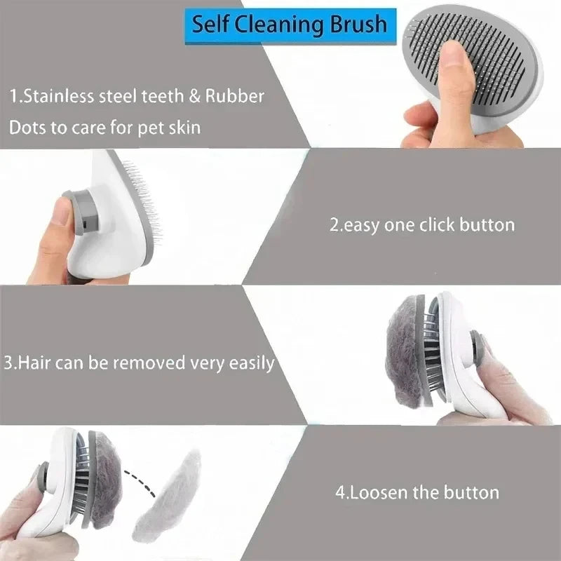 Self-Cleaning Pet Dematting Comb for Dogs & Cats
