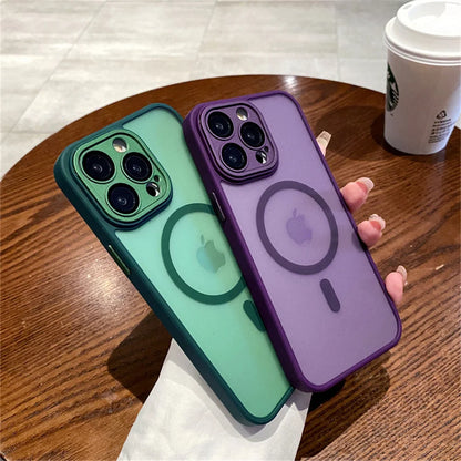 Matte Translucent Lens Protection MagSafe iPhone Case – Full Coverage for iPhone 11–16 Series