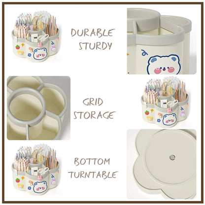 Rotating Pen Holder Desk Organizers Large Capacity Pen Storage Box Cosmetic Brush Organization Box Study Dormitory Accessories