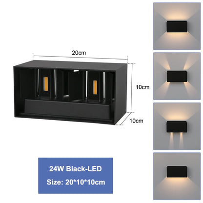 6W/12W LED Waterproof Wall Lamp in Black/White/Grey for Indoor and Outdoor Decoration Lighting Aluminum Wall Lights AC 110V 220V