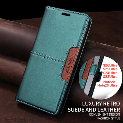 Flip Leather Case for Samsung Galaxy S26 S25 S24 S23 FE S22 S21 S20 Plus Note20 Ultra A17 A37 A16 A36 A56 A26 Wallet Phone Cover
