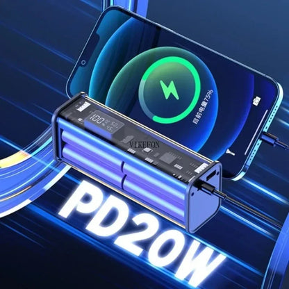 22.5W DIY Battery Charger Power Bank Case Transparent PD Fast Charging Case For 8PCS 18650 Polymer 20000mAh Battery Charging Box