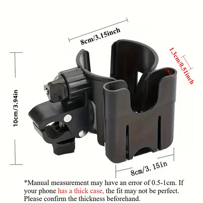 2-in-1 Universal Stroller Water Cup Holder With Phone Holder, Universal Bottle Holder For Wheelchair stroller Accessories