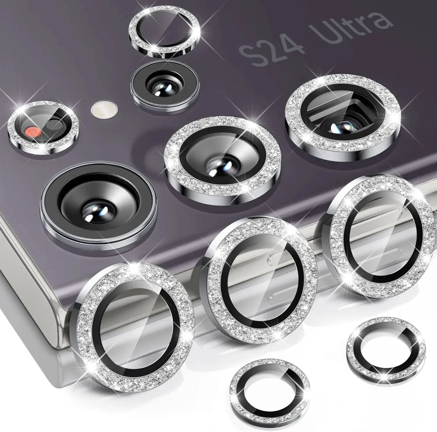 Diamond Glitter Lens Glass For Samsung Galaxy S26 Ultra Plus HD Clear Camera Protector For Samsung S25 S24 Metal Ring Lens Film