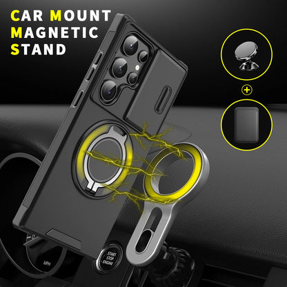 Slide Lens Protect Armor Case For Samsung Galaxy S25 Ultra S25+ S 25 Magnetic Holder Cover For Galaxy S25 Plus S25ultra Funda