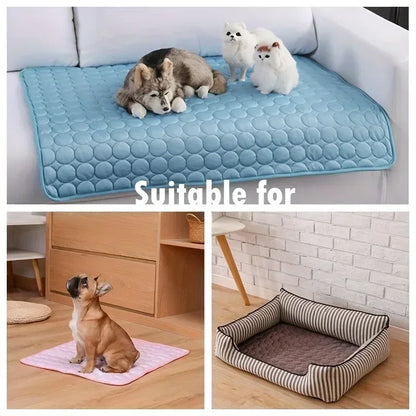 Summer Pet Ice Pad Cool Sleeping Mat Breathable Ice Silk Washable Pet Bed Durable Dog Cat Cushion Pet Supplies for Home Outdoor