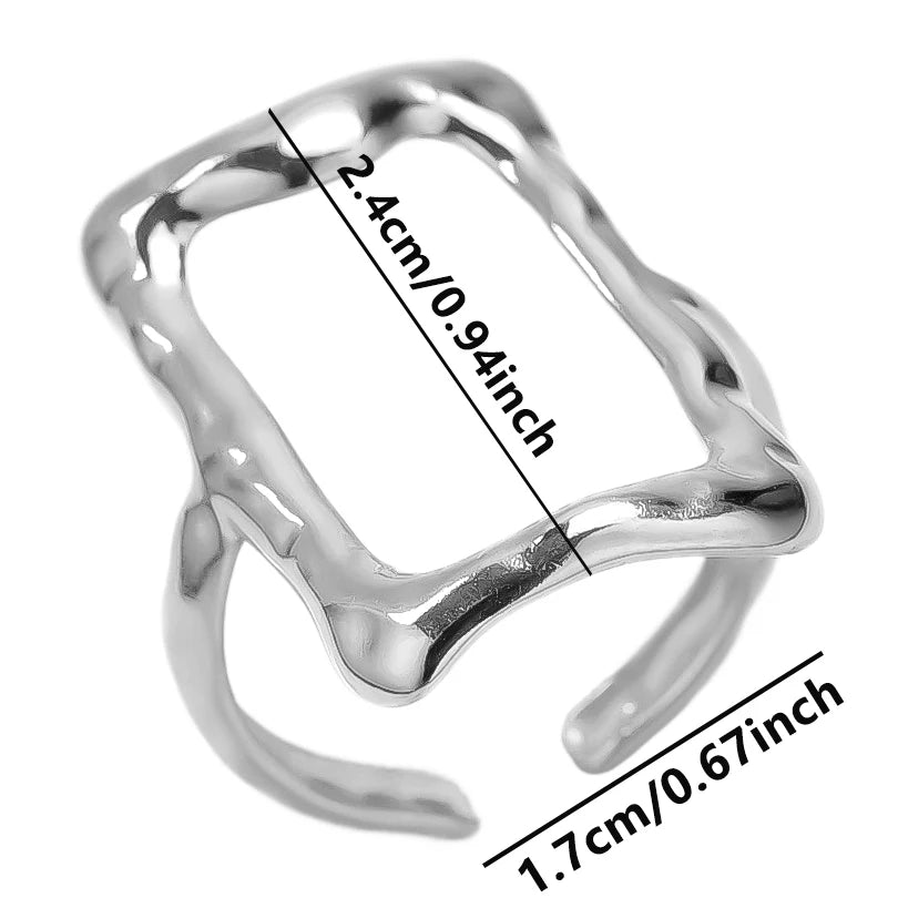 Stainless Steel Chunky Open Ring – Vintage Hollow Multi-Layer Design