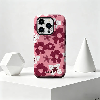 Burgundy Big Flower Double Layer Hard Shell for iPhone 17 16 15 14 Plus 13 Pro Max Anti-Drop Shockproof  PC Case