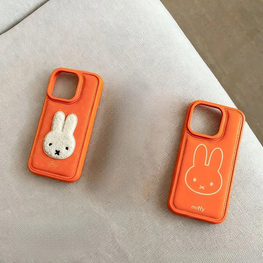 Kawaii Miffy Phone Shell Suitable for Iphone 17 16 15 14 Cartoon Orange Fashion Anti Drop Phone Case Anime Accessories Fans Gift