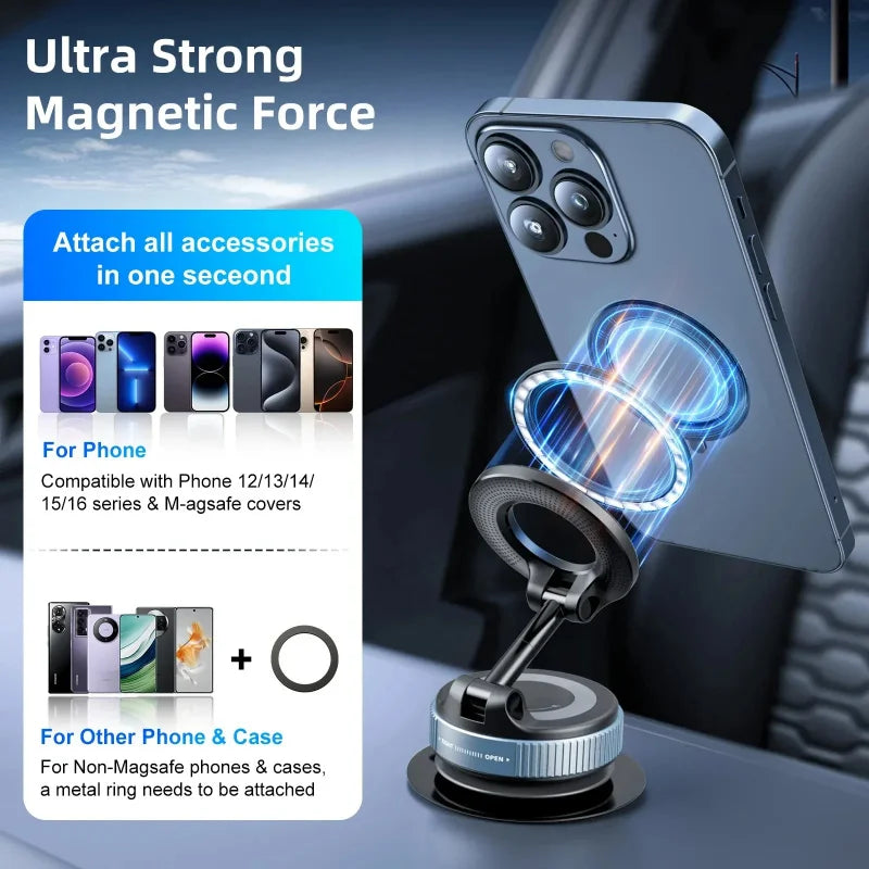 360° Magnetic Car Phone Holder with Vacuum Suction Cup