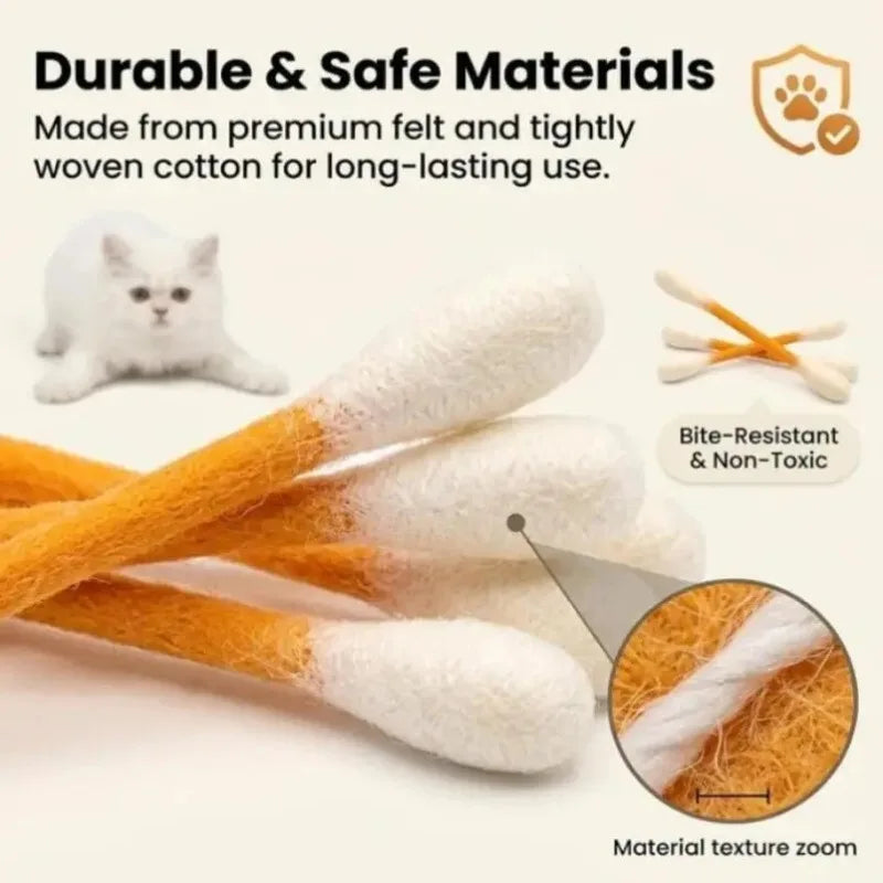 Creative Large Cotton Swab Shaped Catnip Toy 6-pack Giant Kitten Grinding Biting Stick Durable Teeth Cleaning And Grinding Rope