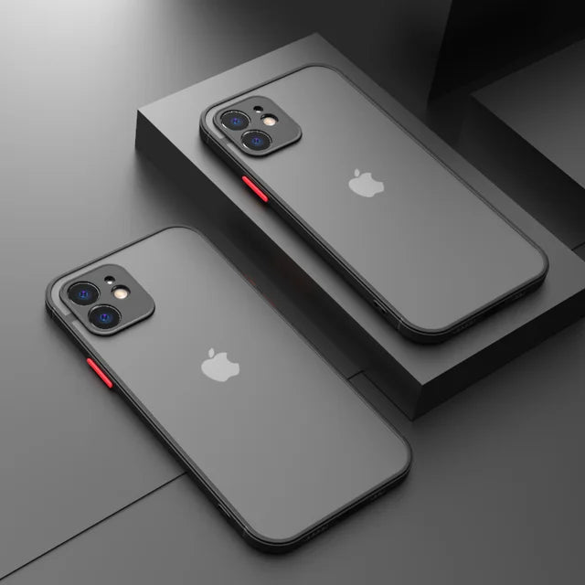 Luxury Shockproof Armor Matte Case For iPhone 11 12 13 Pro Max XR XS X 7 8 Plus SE Mini Silicone Bumper Clear Hard PC Cover