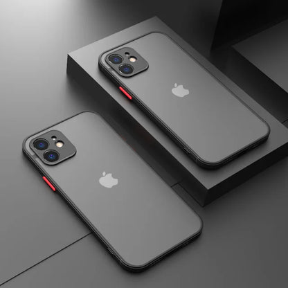 Luxury Shockproof Armor Matte Case For iPhone 11 12 13 Pro Max XR XS X 7 8 Plus SE Mini Silicone Bumper Clear Hard PC Cover