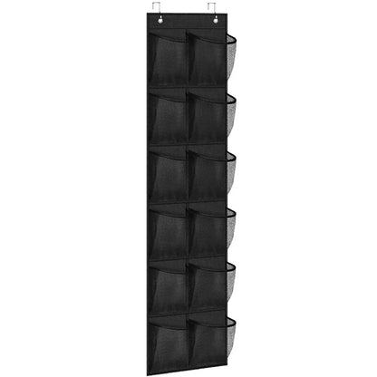 12 Pockets Over the Door Shoe Organizer Large Mesh Pockets With 2 Hooks Transparent Fabric Shoe Rack Storage Bag For Bedroom