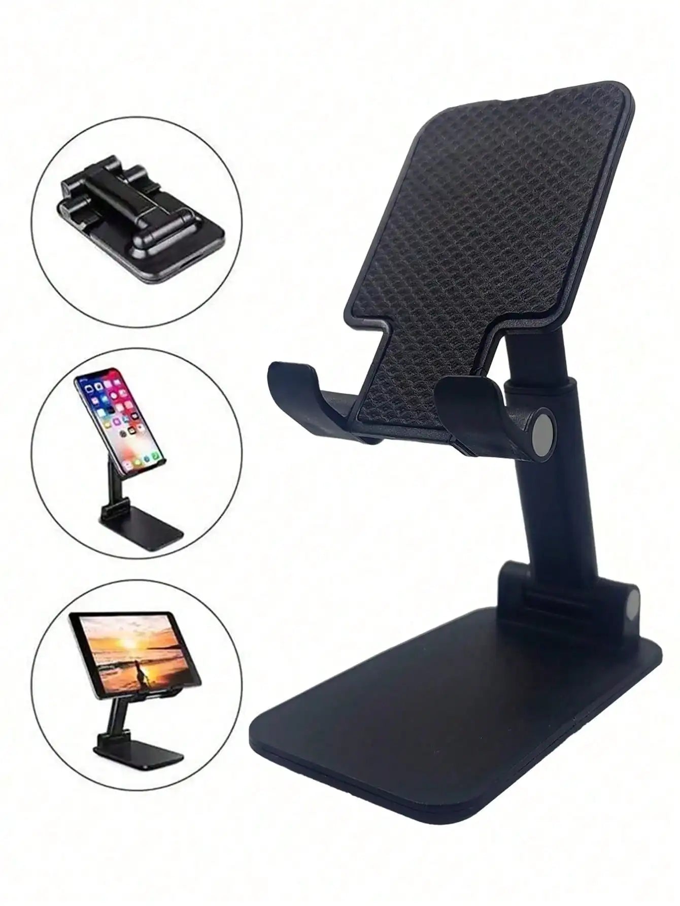 Adjustable Foldable Phone Tablet Stand Portable Desk Holder Universal Compatible Cellphone Mount Sturdy Non Slip Base For Live Stream Office Study Travel Binge Watching Home