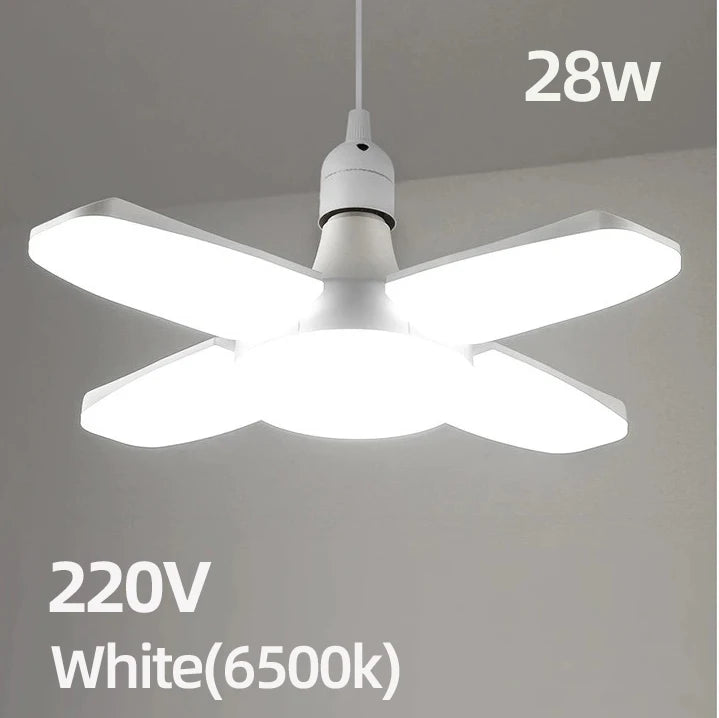 E27 Foldable Fan Shape LED Bulb Lamp 220V 110V 40 LEDs Light Bulbs For Home Ceiling Lamp Warehouse Garage White Light 6500