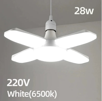 E27 Foldable Fan Shape LED Bulb Lamp 220V 110V 40 LEDs Light Bulbs For Home Ceiling Lamp Warehouse Garage White Light 6500