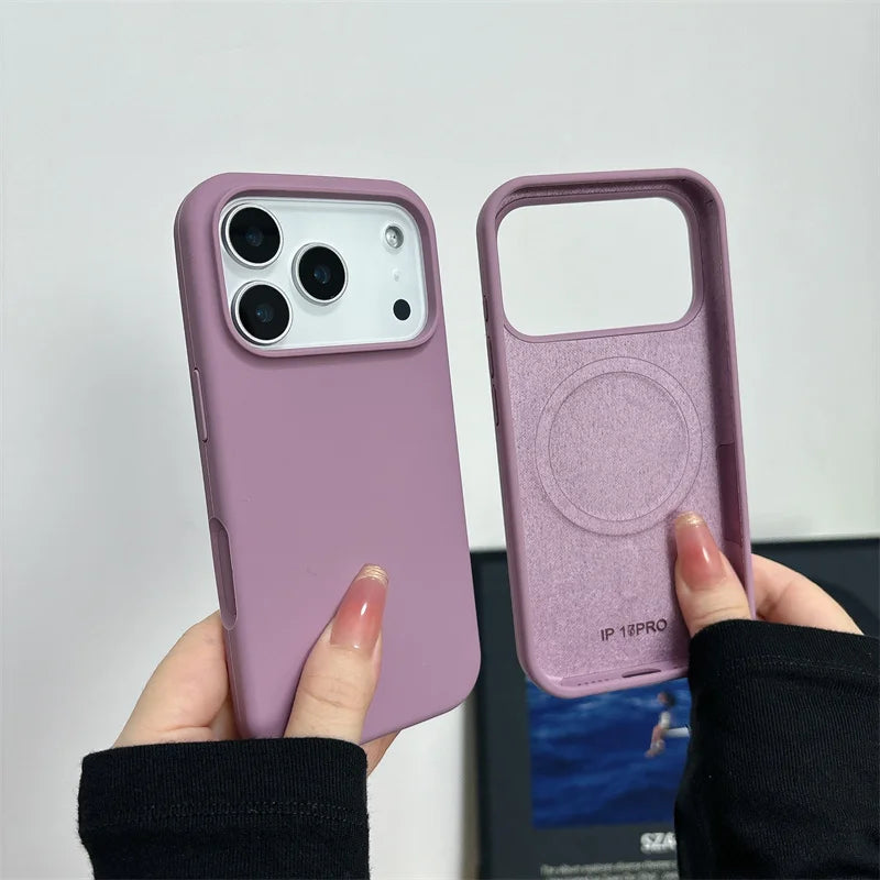 Magnetic Liquid Silicone Case for iPhone 17/17 Air/17 Pro/17 Pro Max For Magsafe Big Camera Hole Cover Shockproof Protective