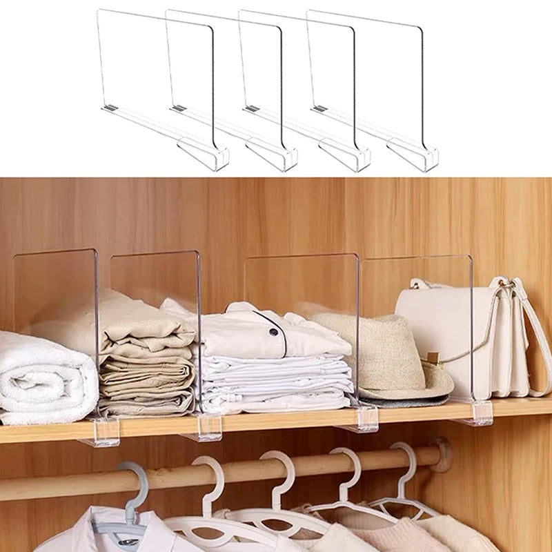 Transparent Closet Shelf For Wardrobe Organizer Clothes Divider Cupboard Bookcase Divider Baffle