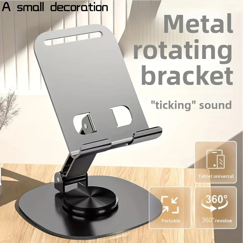 1 piece aluminum alloy mobile phone holder - 360 ° rotating desktop holder, folding design is easy to carry around, suitable for desks and bedside tables