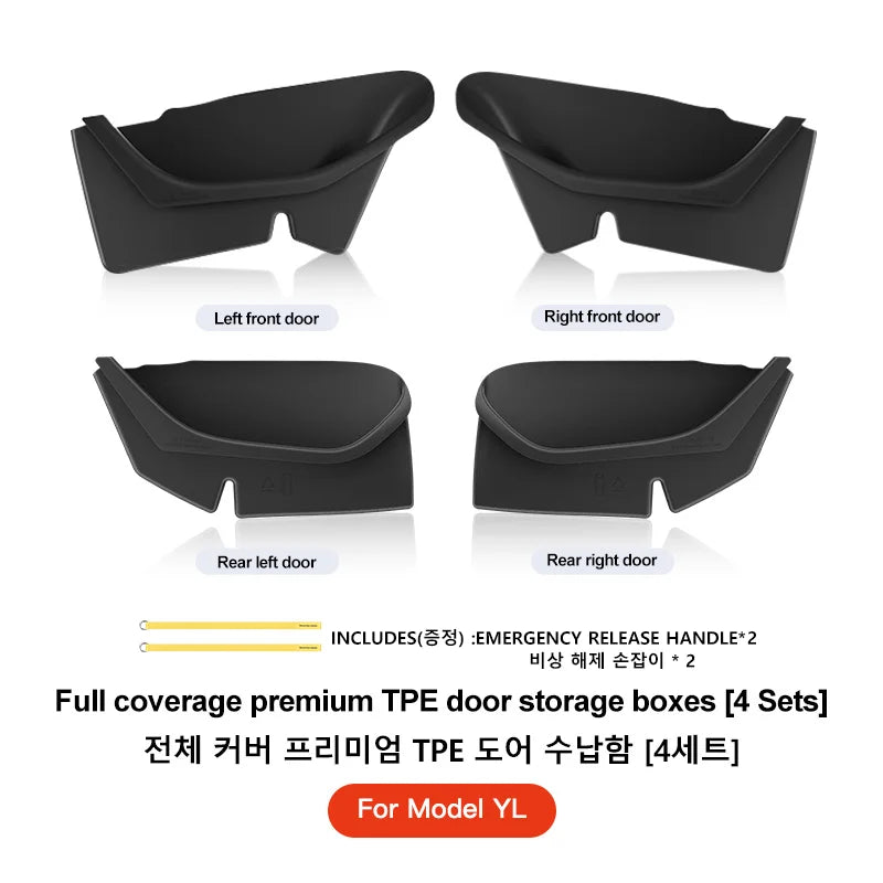 YZ For Tesla Model Y Juniper Model 3 Highland Door Side Storage Box Full-Cover Front and Rear Interior Storage Box Accessories