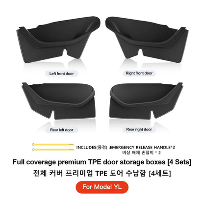 YZ For Tesla Model Y Juniper Model 3 Highland Door Side Storage Box Full-Cover Front and Rear Interior Storage Box Accessories