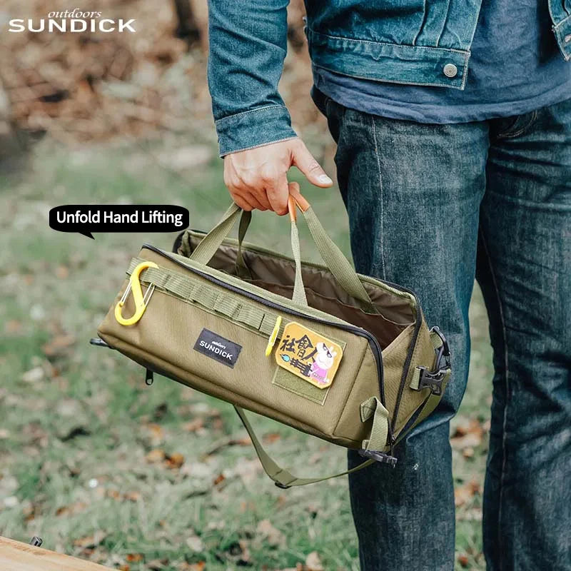 1pc 3-color Outdoor Camping Gear Storage Bag Polyester Fibre Nylon Bag Waterproof Abrasion-Resistant Shoulder Strap Included